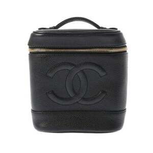 CHANEL Black Caviar Leather Vanity Bag